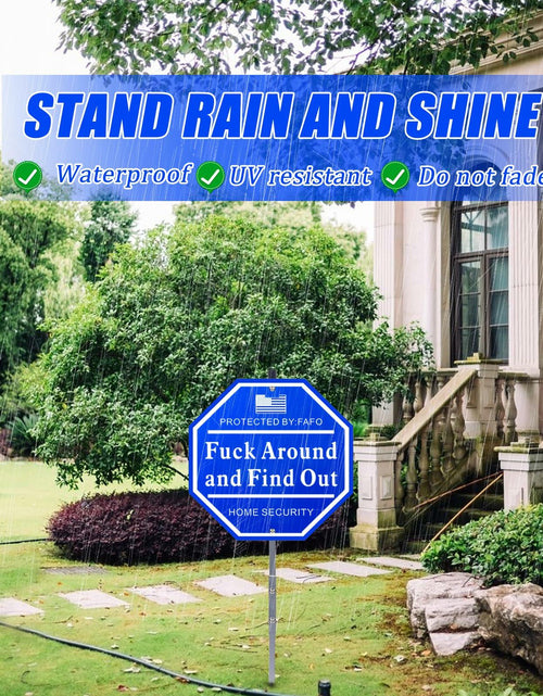 Load image into Gallery viewer, Shawgge FAFO Security Yard Sign with Stake Blue Metal Property Decor
