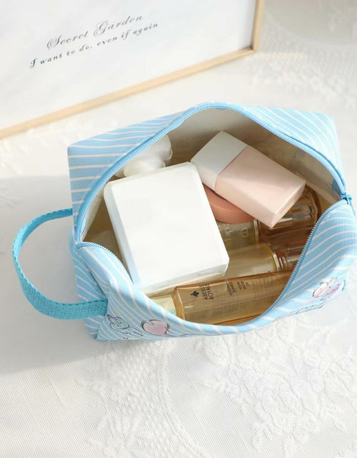Load image into Gallery viewer, LOYEJEGL Foldable Travel Cosmetic Makeup Bag Blue PU
