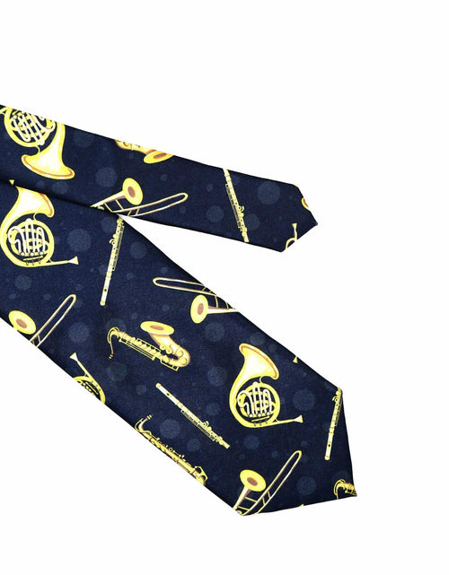 Load image into Gallery viewer, Yrassio Musical Instruments Tie Trumpet Saxophone Novelty Skinny Necktie
