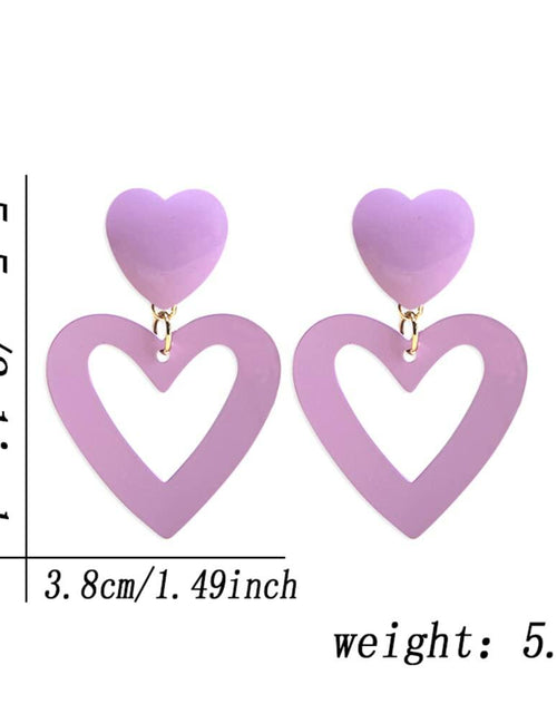 Load image into Gallery viewer, CBLUED Double Hearts Drop Earrings Purple Amethyst Dangle Jewelry
