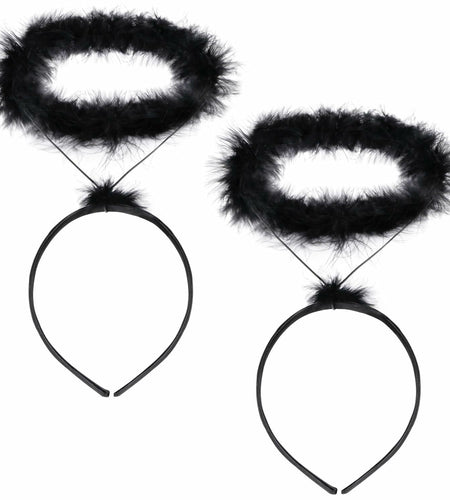 UNIME 2 Pack Feather Angel Halo Headbands Black 14x11.5cm Halloween
