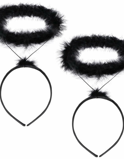 Load image into Gallery viewer, UNIME 2 Pack Feather Angel Halo Headbands Black 14x11.5cm Halloween

