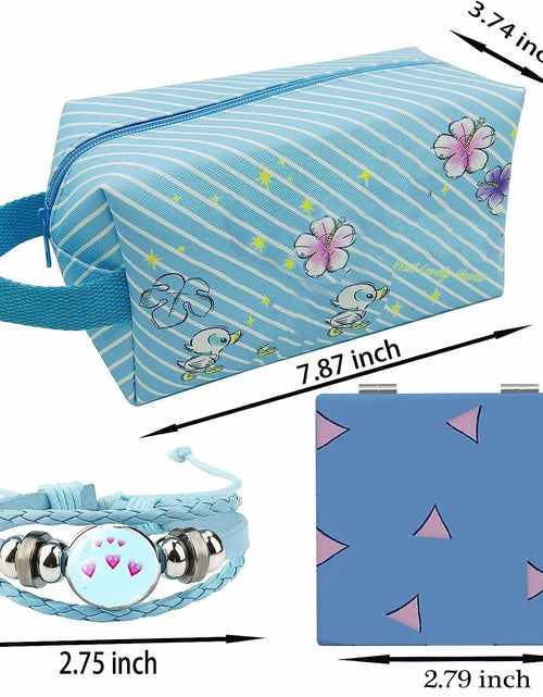 Load image into Gallery viewer, LOYEJEGL Foldable Travel Cosmetic Makeup Bag Blue PU
