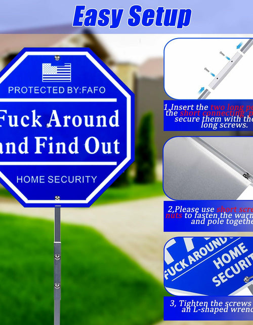 Load image into Gallery viewer, Shawgge FAFO Security Yard Sign with Stake Blue Metal Property Decor
