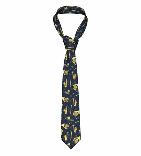Yrassio Musical Instruments Tie Trumpet Saxophone Novelty Skinny Necktie