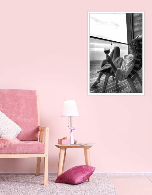 Load image into Gallery viewer, Retro Black &amp; White Woman Wall Art Miami Beach Aesthetic Canvas Print 8x10
