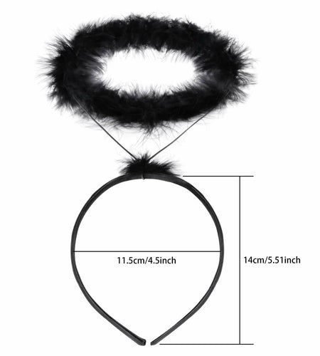 UNIME 2 Pack Feather Angel Halo Headbands Black 14x11.5cm Halloween