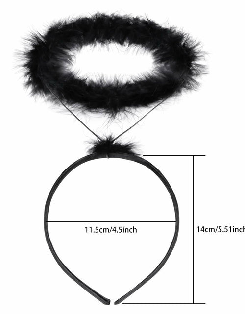 Load image into Gallery viewer, UNIME 2 Pack Feather Angel Halo Headbands Black 14x11.5cm Halloween

