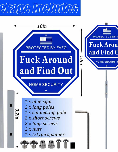 Load image into Gallery viewer, Shawgge FAFO Security Yard Sign with Stake Blue Metal Property Decor
