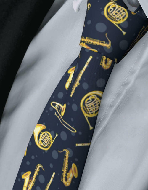 Load image into Gallery viewer, Yrassio Musical Instruments Tie Trumpet Saxophone Novelty Skinny Necktie
