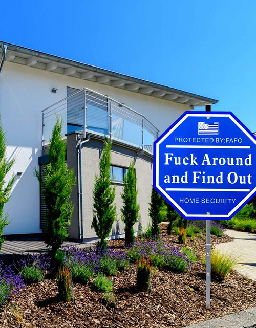 Load image into Gallery viewer, Shawgge FAFO Security Yard Sign with Stake Blue Metal Property Decor

