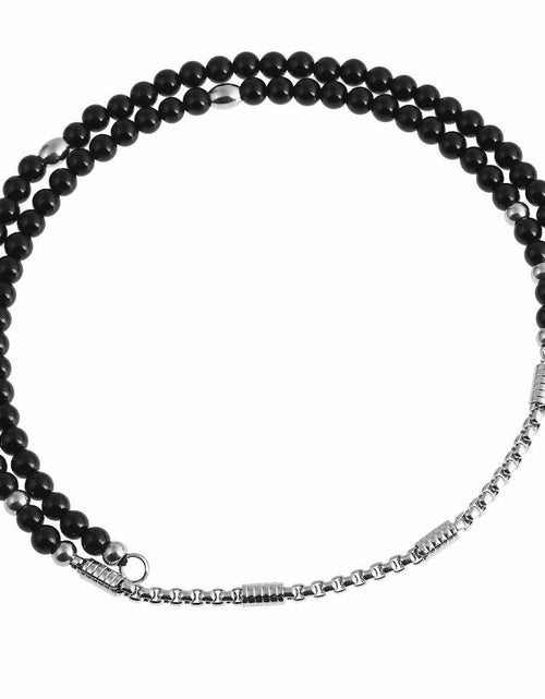 Load image into Gallery viewer, BLEUM CADE Black Agate Stone Necklace Double Pentagram Pendant
