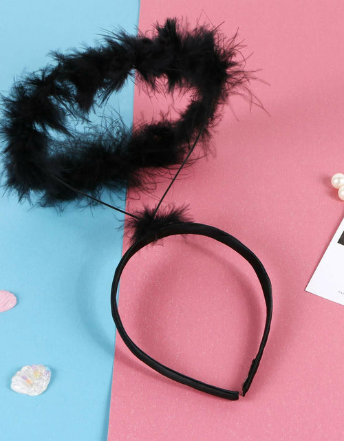 Load image into Gallery viewer, UNIME 2 Pack Feather Angel Halo Headbands Black 14x11.5cm Halloween
