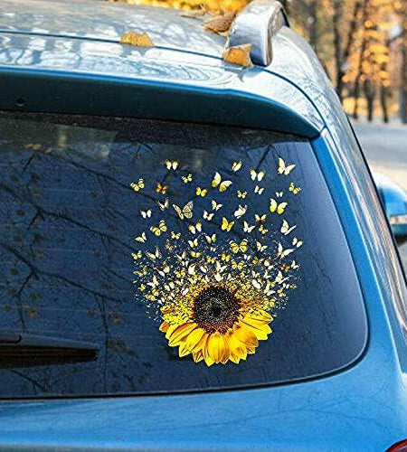 Generic Sunflower Flowers Clear Vinyl Car Window Sticker Decal 6x9in Yellow
