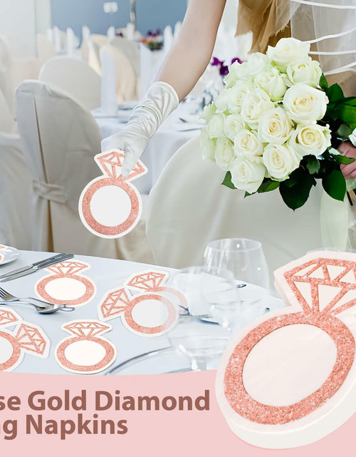 Load image into Gallery viewer, AYINOBY 50 Pcs Glitter Rose Gold Diamond Ring Paper Napkins Pink Wedding
