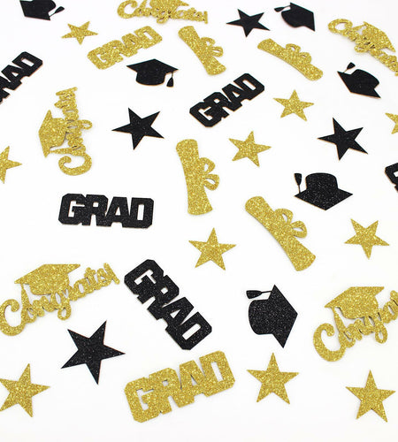 Vofrise 200pcs Blue Gold 2025 Graduation Confetti Cap Star Table Decor