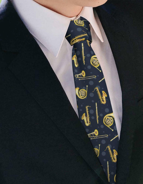 Load image into Gallery viewer, Yrassio Musical Instruments Tie Trumpet Saxophone Novelty Skinny Necktie
