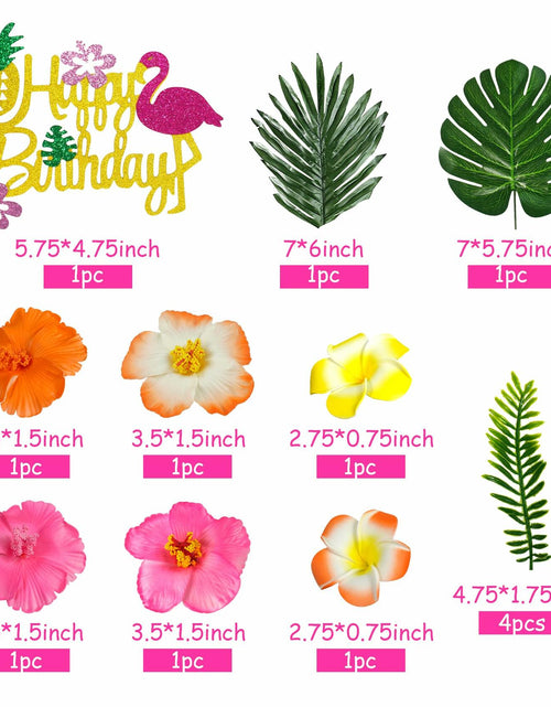 Load image into Gallery viewer, 13pcs Hawaiian Flower Cake Toppers Palm Leaves Hibiscus Party Decor
