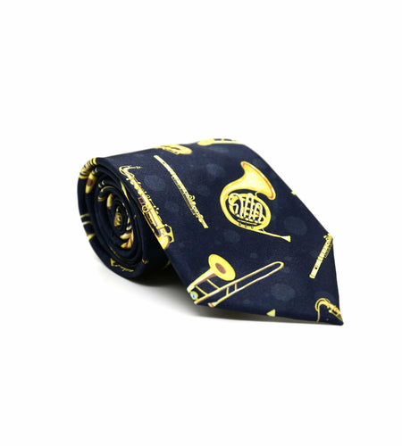 Yrassio Musical Instruments Tie Trumpet Saxophone Novelty Skinny Necktie