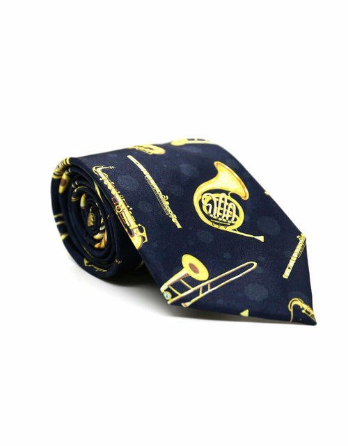 Load image into Gallery viewer, Yrassio Musical Instruments Tie Trumpet Saxophone Novelty Skinny Necktie
