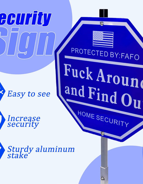 Load image into Gallery viewer, Shawgge FAFO Security Yard Sign with Stake Blue Metal Property Decor
