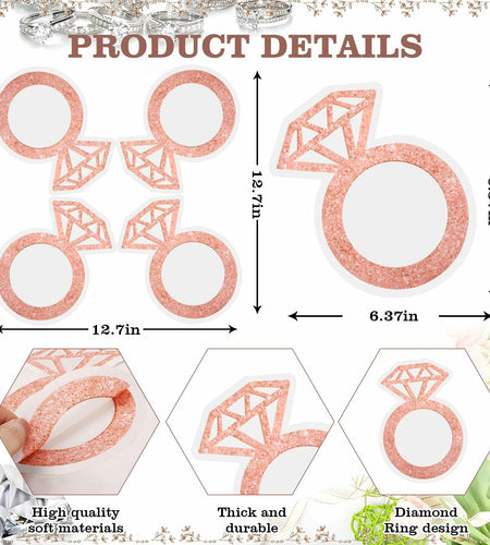 AYINOBY 50 Pcs Glitter Rose Gold Diamond Ring Paper Napkins Pink Wedding