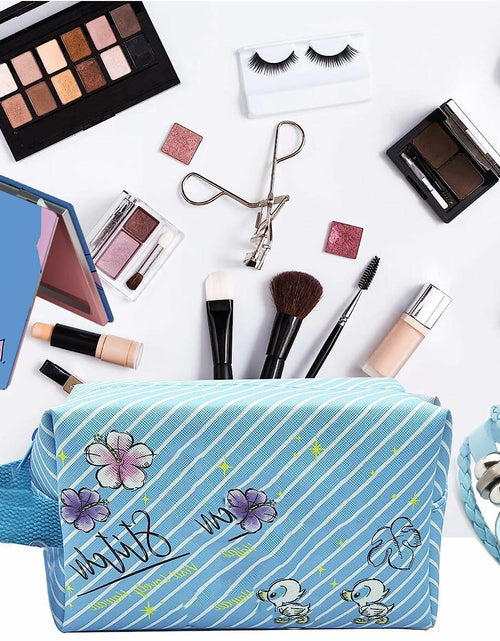 Load image into Gallery viewer, LOYEJEGL Foldable Travel Cosmetic Makeup Bag Blue PU
