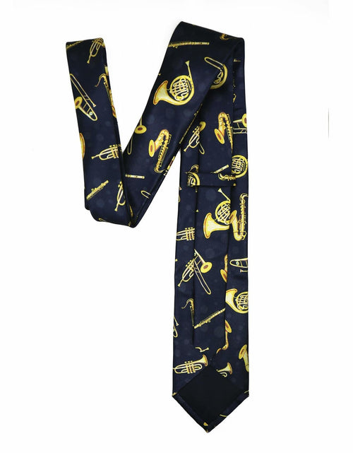 Load image into Gallery viewer, Yrassio Musical Instruments Tie Trumpet Saxophone Novelty Skinny Necktie
