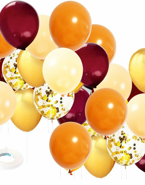Load image into Gallery viewer, Qian's Party Fall Balloons 25pcs Burgundy Orange Gold Confetti Vintage
