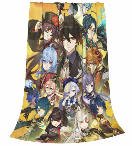 AMCAY Game Plush Flannel Throw Blanket 50x40in Liyue Zhongli Childe Ganyu