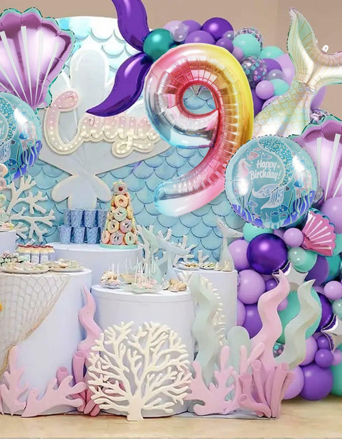 Load image into Gallery viewer, SINBEE Mermaid Foil Number Balloon 40in #9 Birthday Decoration Girls
