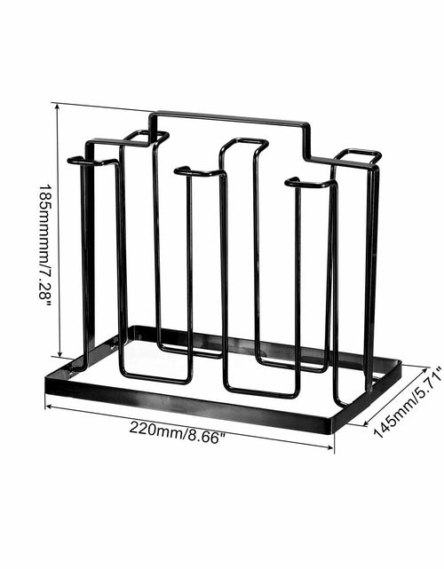 Load image into Gallery viewer, uxcell Cup Drying Rack Foldable Stainless Steel 220x185mm 6 Cups Black
