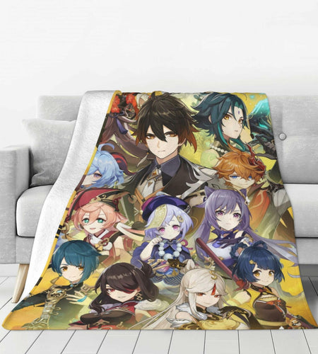 AMCAY Game Plush Flannel Throw Blanket 50x40in Liyue Zhongli Childe Ganyu