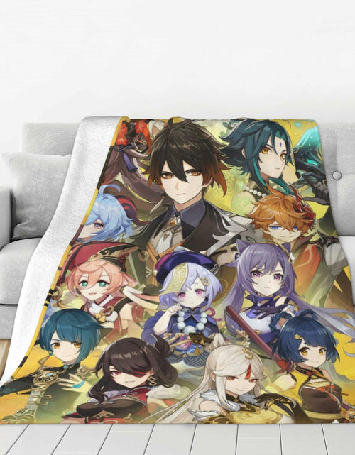Load image into Gallery viewer, AMCAY Game Plush Flannel Throw Blanket 50x40in Liyue Zhongli Childe Ganyu

