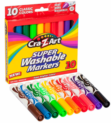 [Like New] Cra-Z-Art Classic Super Washable Markers Broad Tip Assorted Colors 10 Pack