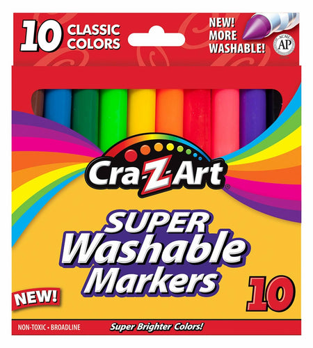 [Like New] Cra-Z-Art Classic Super Washable Markers Broad Tip Assorted Colors 10 Pack