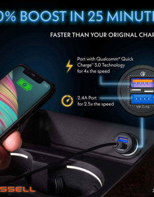 Load image into Gallery viewer, HUSSELL Car Charger Adapter 3.0 Fast Charge Dual USB Ports Black
