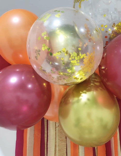 Load image into Gallery viewer, Qian's Party Fall Balloons 25pcs Burgundy Orange Gold Confetti Vintage
