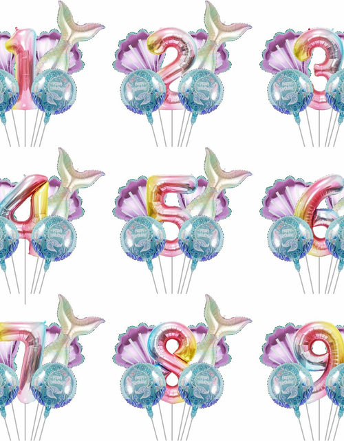 Load image into Gallery viewer, SINBEE Mermaid Foil Number Balloon 40in #9 Birthday Decoration Girls
