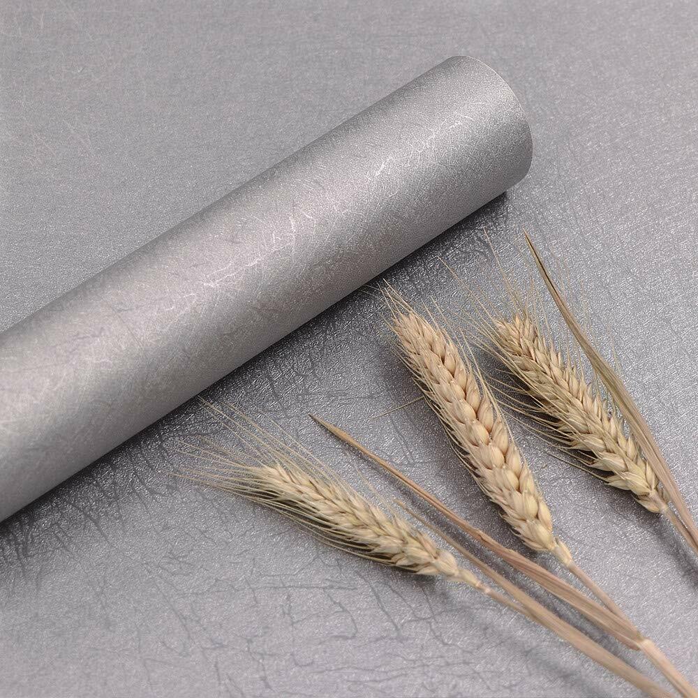 Abyssaly 23.6x196.8in Silver Grey Embossed Self Adhesive Wallpaper Vinyl