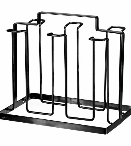 uxcell Cup Drying Rack Foldable Stainless Steel 220x185mm 6 Cups Black