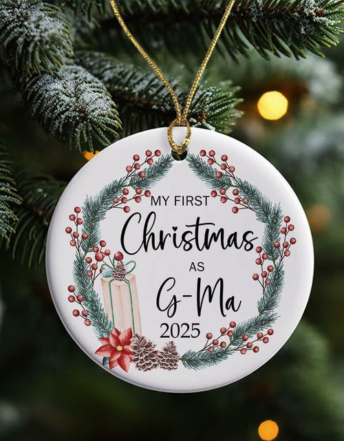 Load image into Gallery viewer, AnhTram97 My First Christmas As G-Ma 2025 Ornament Ceramic White Both Sides
