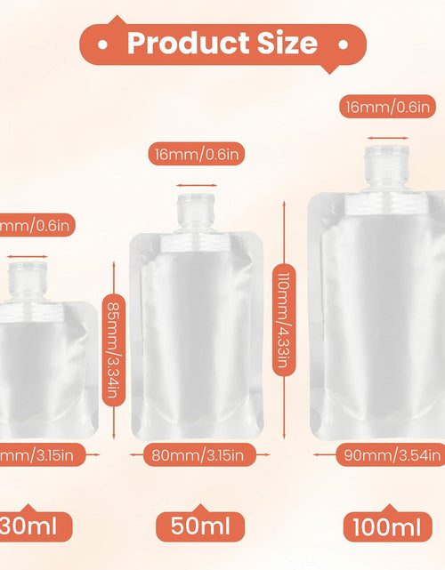 Load image into Gallery viewer, YAIKOAI 10 Pack 100ML Refillable Squeeze Pouches Matte Translucent Travel
