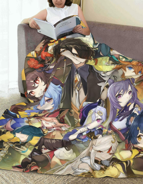 Load image into Gallery viewer, AMCAY Game Plush Flannel Throw Blanket 50x40in Liyue Zhongli Childe Ganyu
