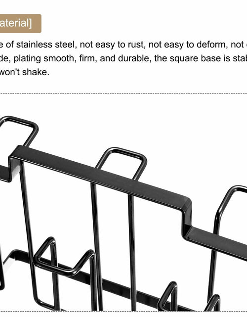 Load image into Gallery viewer, uxcell Cup Drying Rack Foldable Stainless Steel 220x185mm 6 Cups Black
