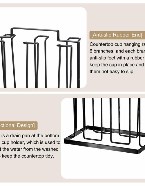 Load image into Gallery viewer, uxcell Cup Drying Rack Foldable Stainless Steel 220x185mm 6 Cups Black
