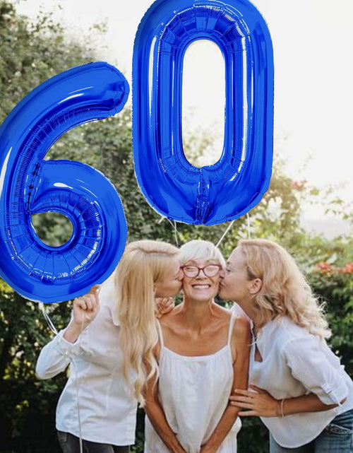 Load image into Gallery viewer, SINBEE 40 Inch Navy Blue 60 Number Jumbo Mylar Foil Balloon 2 Pack
