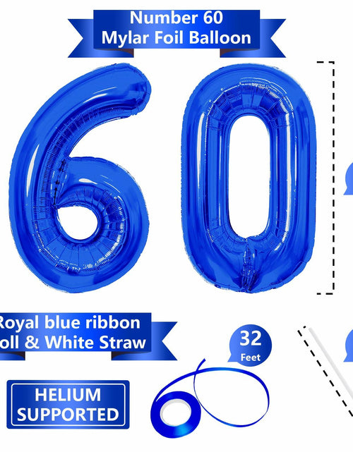 Load image into Gallery viewer, SINBEE 40 Inch Navy Blue 60 Number Jumbo Mylar Foil Balloon 2 Pack
