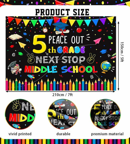 AIBIIN 7x5ft 5th Grade Graduate Backdrop Black Polyester Photography