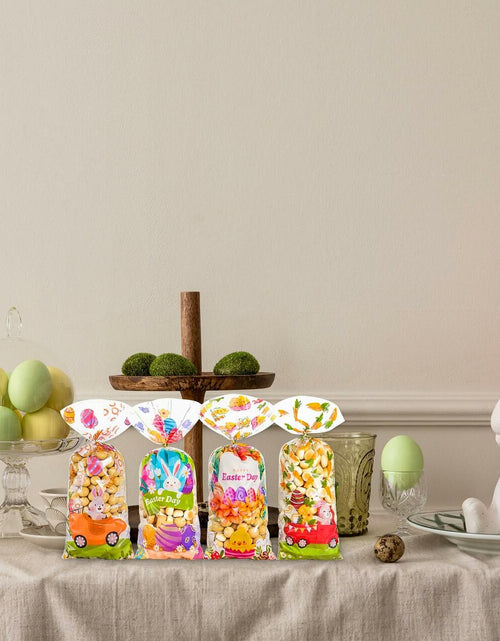 Load image into Gallery viewer, ABTOLS 100PCS Easter Cellophane Treat Bags Colorful Plastic Bunny 7x10in
